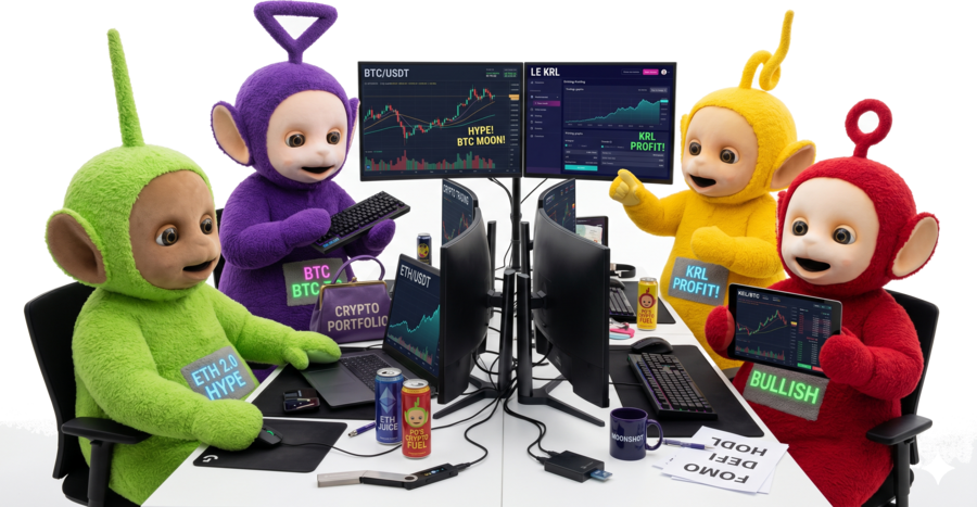 Les Teletubbies en salle de marché